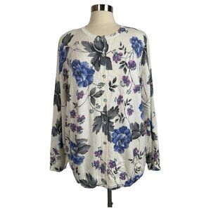 Alfred Dunner Women 3XL Cardigan floral grandma cottage charming plus sequin art